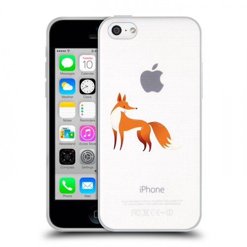 Полупрозрачный дизайнерский пластиковый чехол для Iphone 5c Прозрачные лисы