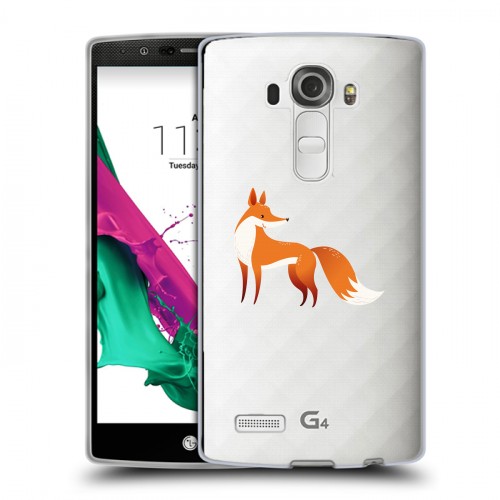 Полупрозрачный дизайнерский пластиковый чехол для LG G4 Прозрачные лисы