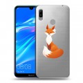 Полупрозрачный дизайнерский пластиковый чехол для Huawei Y6 (2019) Прозрачные лисы