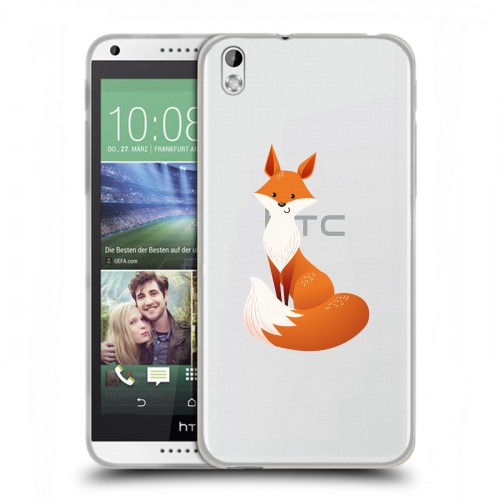 Полупрозрачный дизайнерский пластиковый чехол для HTC Desire 816 Прозрачные лисы