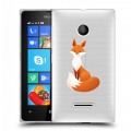 Полупрозрачный дизайнерский пластиковый чехол для Microsoft Lumia 435 Прозрачные лисы