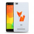 Полупрозрачный дизайнерский пластиковый чехол для Xiaomi Mi4i Прозрачные лисы