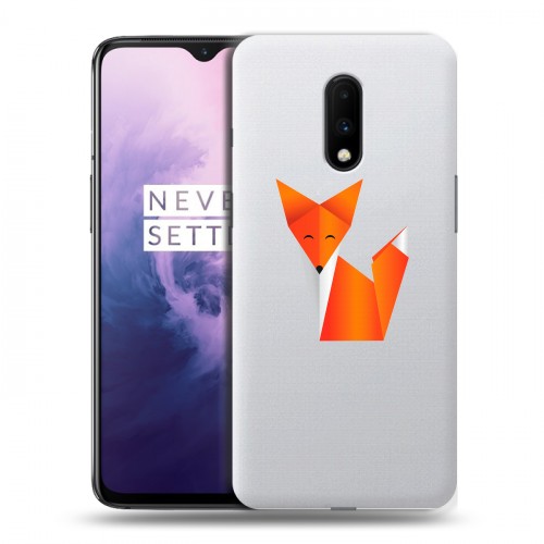 Полупрозрачный дизайнерский пластиковый чехол для OnePlus 7 Прозрачные лисы