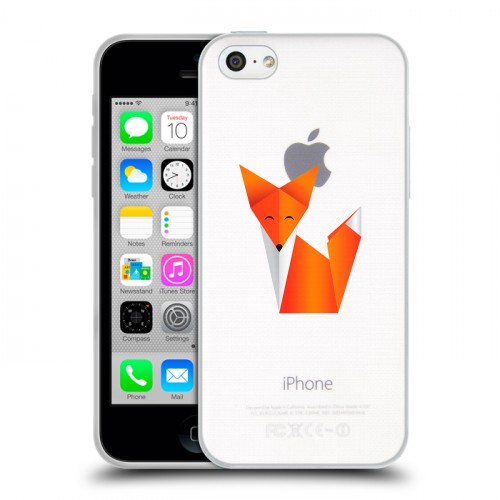 Полупрозрачный дизайнерский пластиковый чехол для Iphone 5c Прозрачные лисы