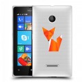 Полупрозрачный дизайнерский пластиковый чехол для Microsoft Lumia 435 Прозрачные лисы