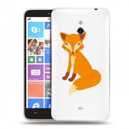 Полупрозрачный дизайнерский пластиковый чехол для Nokia Lumia 1320 Прозрачные лисы