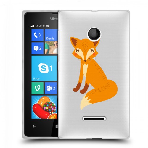 Полупрозрачный дизайнерский пластиковый чехол для Microsoft Lumia 435 Прозрачные лисы