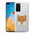 Полупрозрачный дизайнерский пластиковый чехол для Huawei P40 Животный арт 4