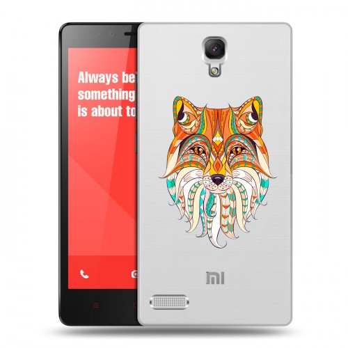 Полупрозрачный дизайнерский пластиковый чехол для Xiaomi RedMi Note Животный арт 4