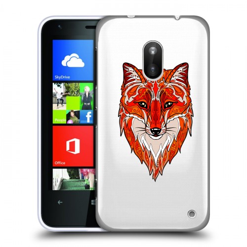 Полупрозрачный дизайнерский силиконовый чехол для Nokia Lumia 620 Прозрачные лисы