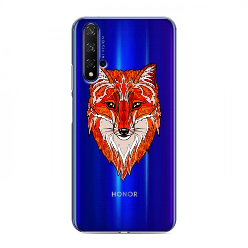 Полупрозрачный дизайнерский пластиковый чехол для Huawei Honor 20 Прозрачные лисы