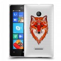 Полупрозрачный дизайнерский пластиковый чехол для Microsoft Lumia 435 Прозрачные лисы