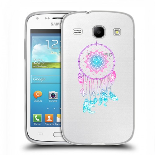 Полупрозрачный дизайнерский силиконовый чехол для Samsung Galaxy Core Прозрачные ловцы снов