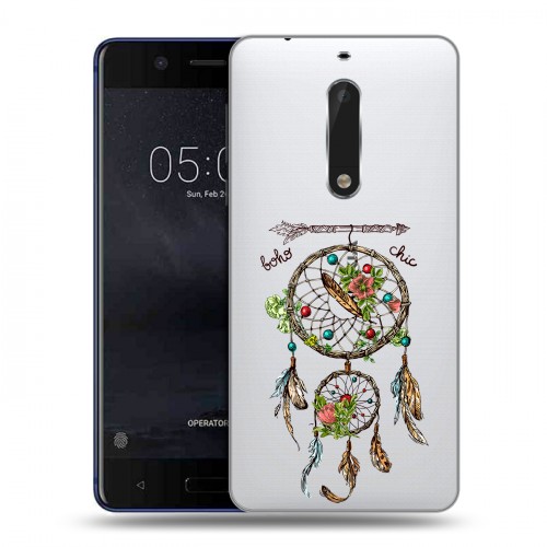 Полупрозрачный дизайнерский пластиковый чехол для Nokia 5 Прозрачные ловцы снов
