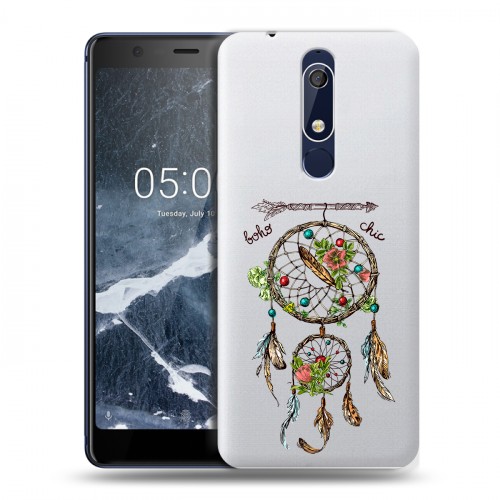 Полупрозрачный дизайнерский пластиковый чехол для Nokia 5.1 Прозрачные ловцы снов