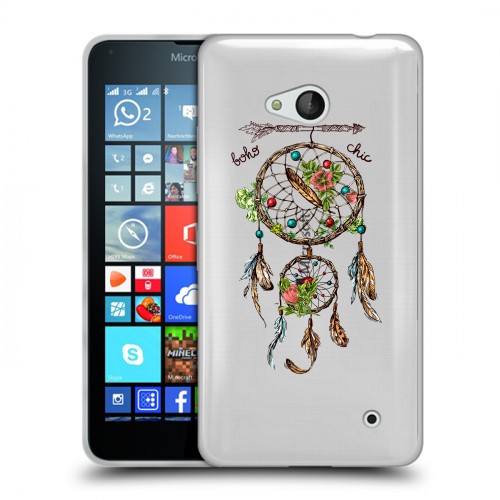 Полупрозрачный дизайнерский пластиковый чехол для Microsoft Lumia 640 Прозрачные ловцы снов