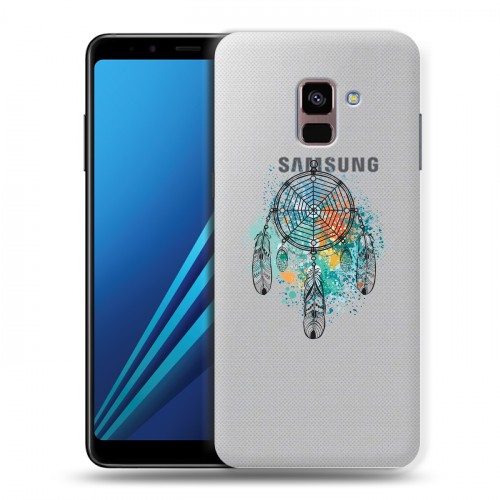 Полупрозрачный дизайнерский пластиковый чехол для Samsung Galaxy A8 Plus (2018) Прозрачные ловцы снов