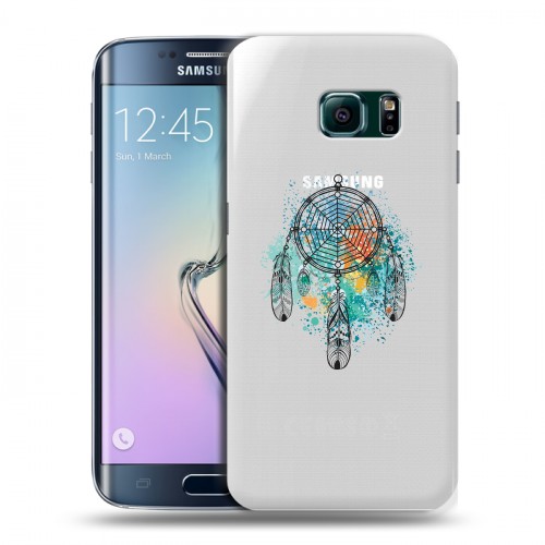 Полупрозрачный дизайнерский пластиковый чехол для Samsung Galaxy S6 Edge Прозрачные ловцы снов
