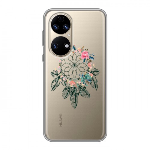 Полупрозрачный дизайнерский силиконовый чехол для Huawei P50 Pro Прозрачные ловцы снов