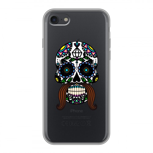 Полупрозрачный дизайнерский силиконовый чехол для Iphone 7 Прозрачные веселые черепа