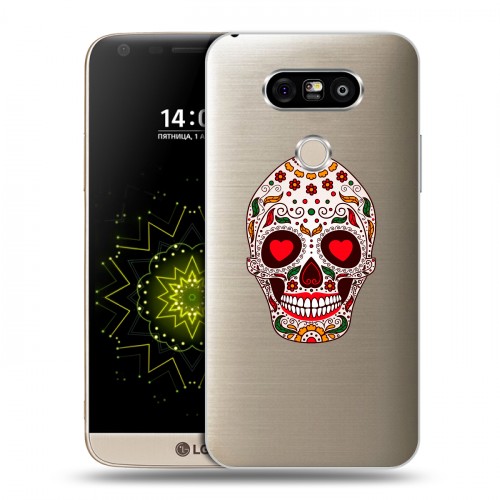 Полупрозрачный дизайнерский пластиковый чехол для LG G5 Прозрачные веселые черепа