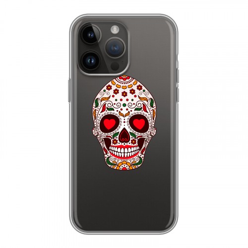 Полупрозрачный дизайнерский пластиковый чехол для Iphone 14 Pro Max Прозрачные веселые черепа