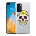 Дизайнерский силиконовый с усиленными углами чехол для Huawei P40 Прозрачные веселые черепа