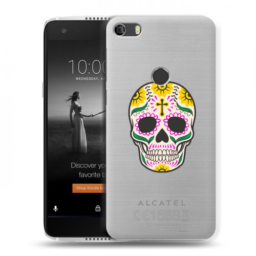 Дизайнерский силиконовый чехол для Alcatel Idol 5S Прозрачные веселые черепа