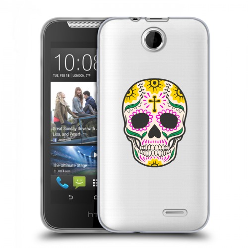 Дизайнерский силиконовый чехол для HTC Desire 310 Прозрачные веселые черепа