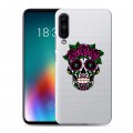 Полупрозрачный дизайнерский силиконовый чехол для Meizu 16T Прозрачные веселые черепа