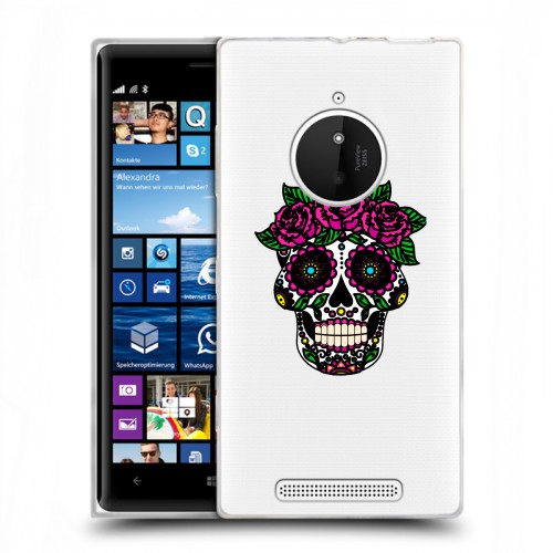Полупрозрачный дизайнерский пластиковый чехол для Nokia Lumia 830 Прозрачные веселые черепа