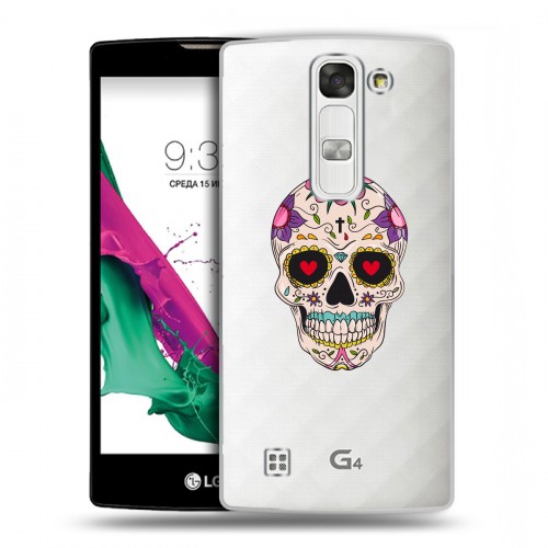 Полупрозрачный дизайнерский пластиковый чехол для LG G4c Прозрачные веселые черепа
