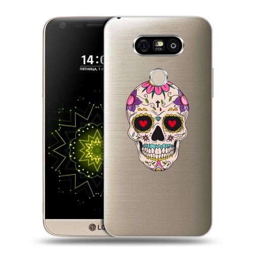 Полупрозрачный дизайнерский пластиковый чехол для LG G5 Прозрачные веселые черепа