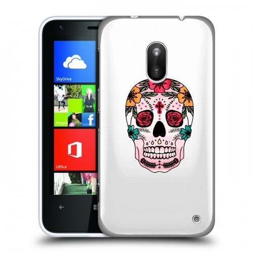 Полупрозрачный дизайнерский пластиковый чехол для Nokia Lumia 620 Прозрачные веселые черепа