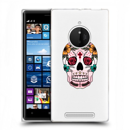 Полупрозрачный дизайнерский пластиковый чехол для Nokia Lumia 830 Прозрачные веселые черепа