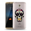 Полупрозрачный дизайнерский пластиковый чехол для ZTE Axon 7 Прозрачные веселые черепа