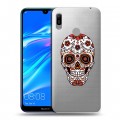 Полупрозрачный дизайнерский пластиковый чехол для Huawei Y6 (2019) Прозрачные веселые черепа