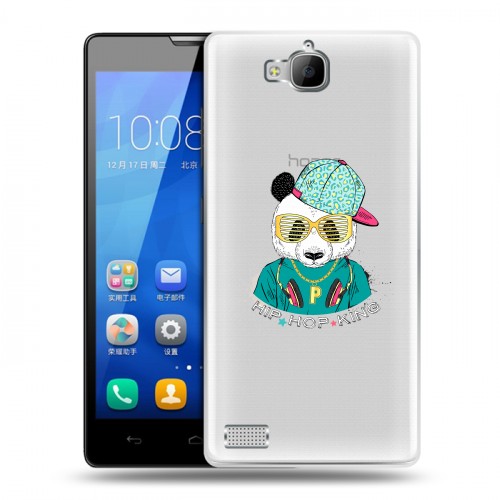Полупрозрачный дизайнерский пластиковый чехол для Huawei Honor 3c Панды