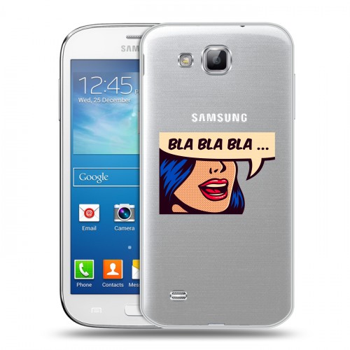 Полупрозрачный дизайнерский пластиковый чехол для Samsung Galaxy Premier Прозрачные надписи 1