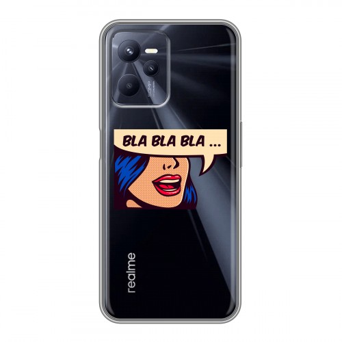 Полупрозрачный дизайнерский силиконовый чехол для Realme C35 Прозрачные надписи 1