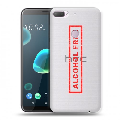 Полупрозрачный дизайнерский силиконовый чехол для HTC Desire 12 Plus Прозрачные надписи 1