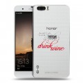 Полупрозрачный дизайнерский силиконовый чехол для Huawei Honor 6 Plus Прозрачные надписи 1