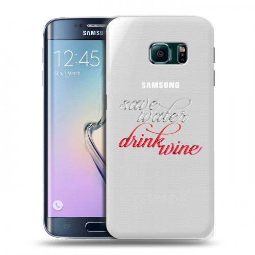 Полупрозрачный дизайнерский пластиковый чехол для Samsung Galaxy S6 Edge Прозрачные надписи 1