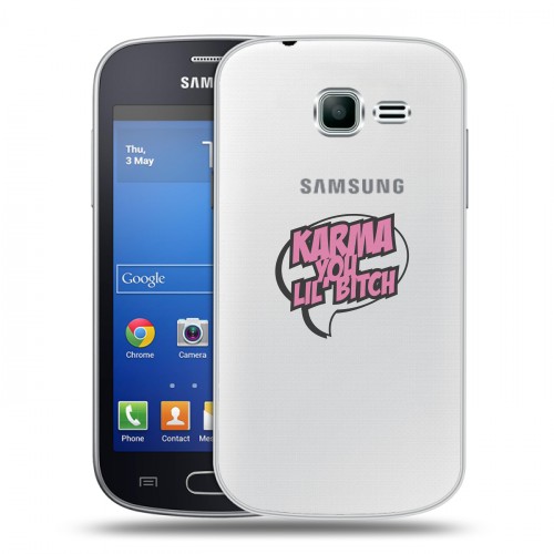 Полупрозрачный дизайнерский пластиковый чехол для Samsung Galaxy Trend Lite Прозрачные надписи 1