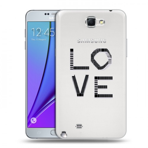 Полупрозрачный дизайнерский пластиковый чехол для Samsung Galaxy Note 2 Прозрачные надписи 1