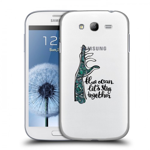 Дизайнерский пластиковый чехол для Samsung Galaxy Grand Прозрачные надписи 1