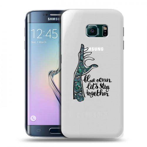 Дизайнерский пластиковый чехол для Samsung Galaxy S6 Edge Прозрачные надписи 1