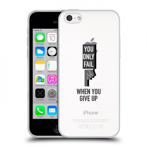 Полупрозрачный дизайнерский пластиковый чехол для Iphone 5c Прозрачные надписи 1