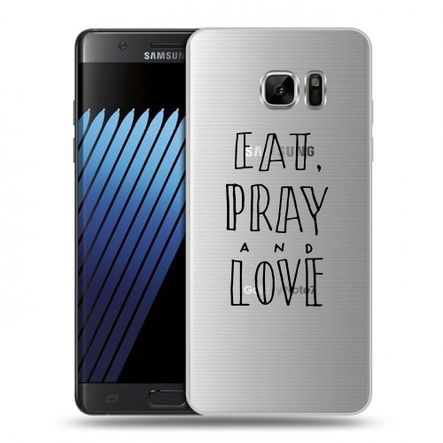 Полупрозрачный дизайнерский пластиковый чехол для Samsung Galaxy Note 7 Прозрачные надписи 1