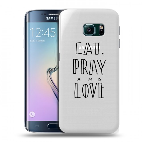 Полупрозрачный дизайнерский пластиковый чехол для Samsung Galaxy S6 Edge Прозрачные надписи 1